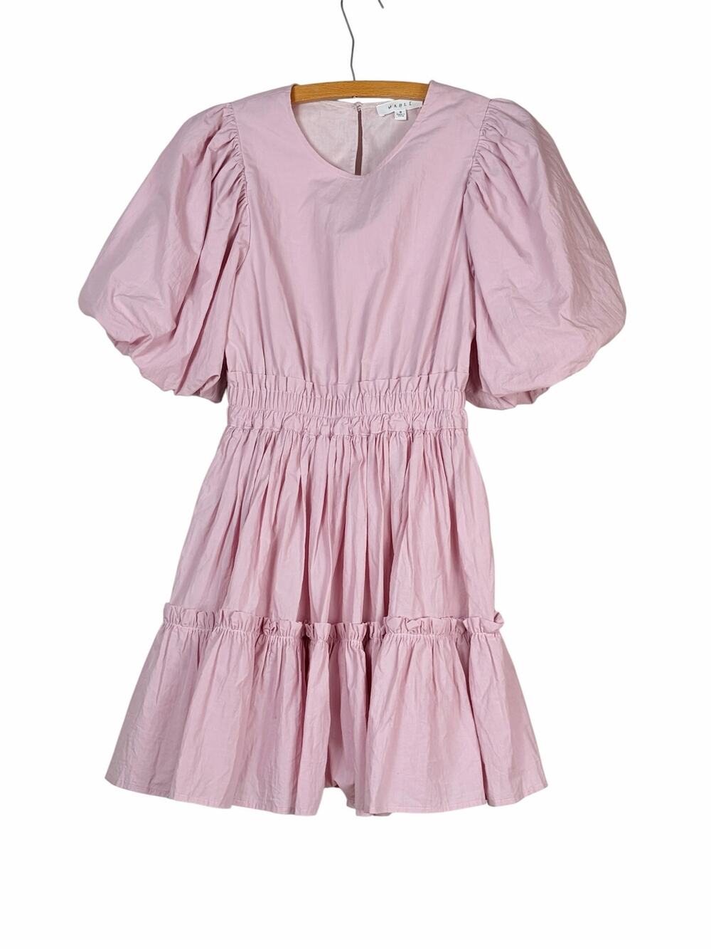 Mable Pink Puff Sleeve Tiered Dress Size S Cottagecore Feminine